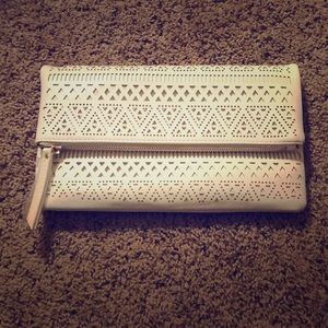 NWT white fold over clutch